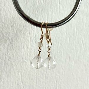Leah Alexandra Gold and White Crystal Drop Earrings